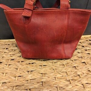 Coach Red Leather Tote Bag